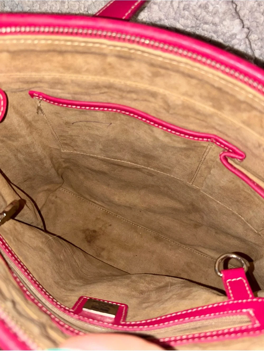 RARE MCM White & Pink Visetos & Leather Vertical Tote Bag